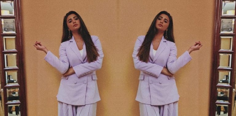 Daisy Shah spotted in Dubai in an Ohaila Khan bespoke pantsuit