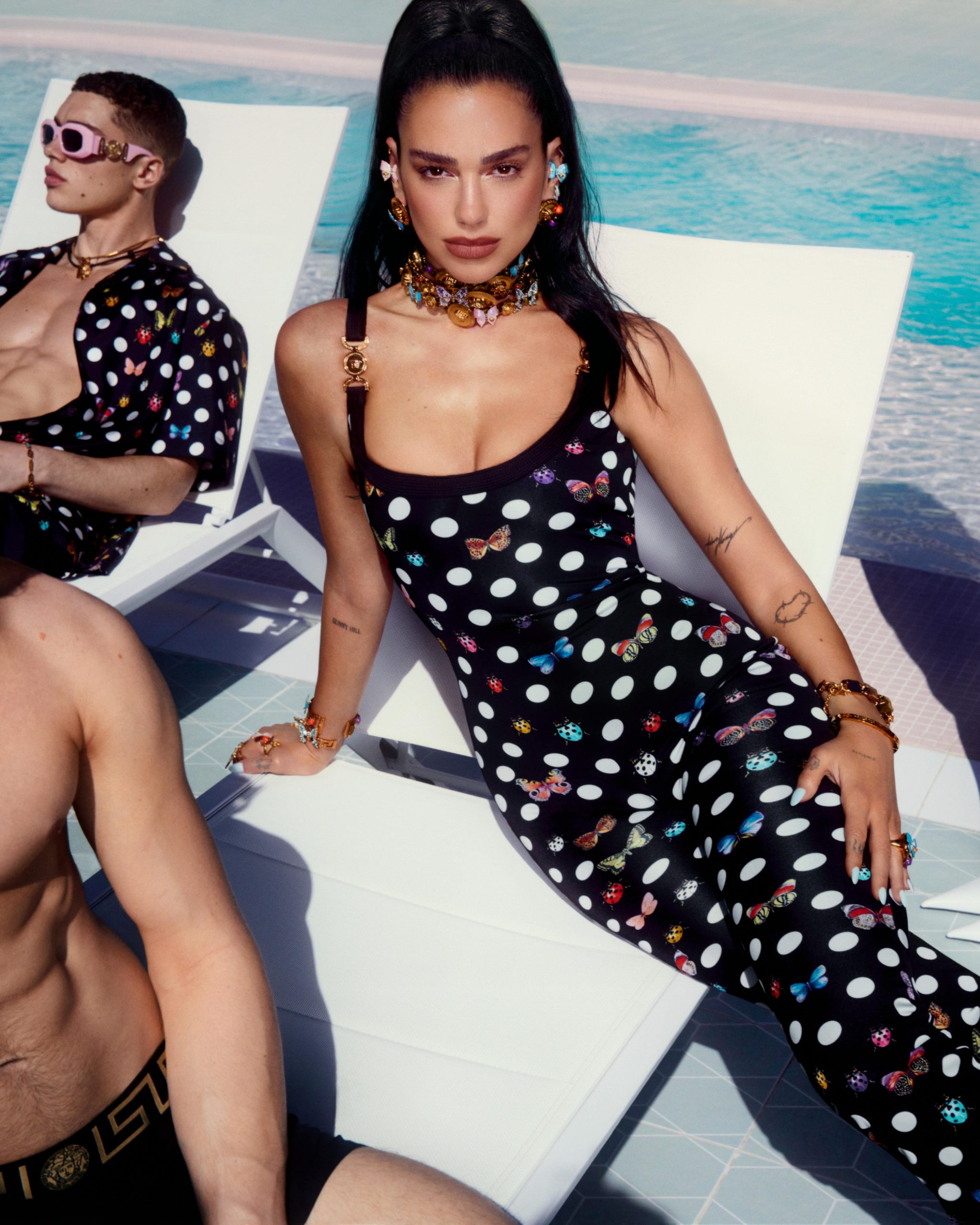 Donatella Versace And Dua Lipa Present Their Co-Designed 'La Vacanza' Women’s Collection