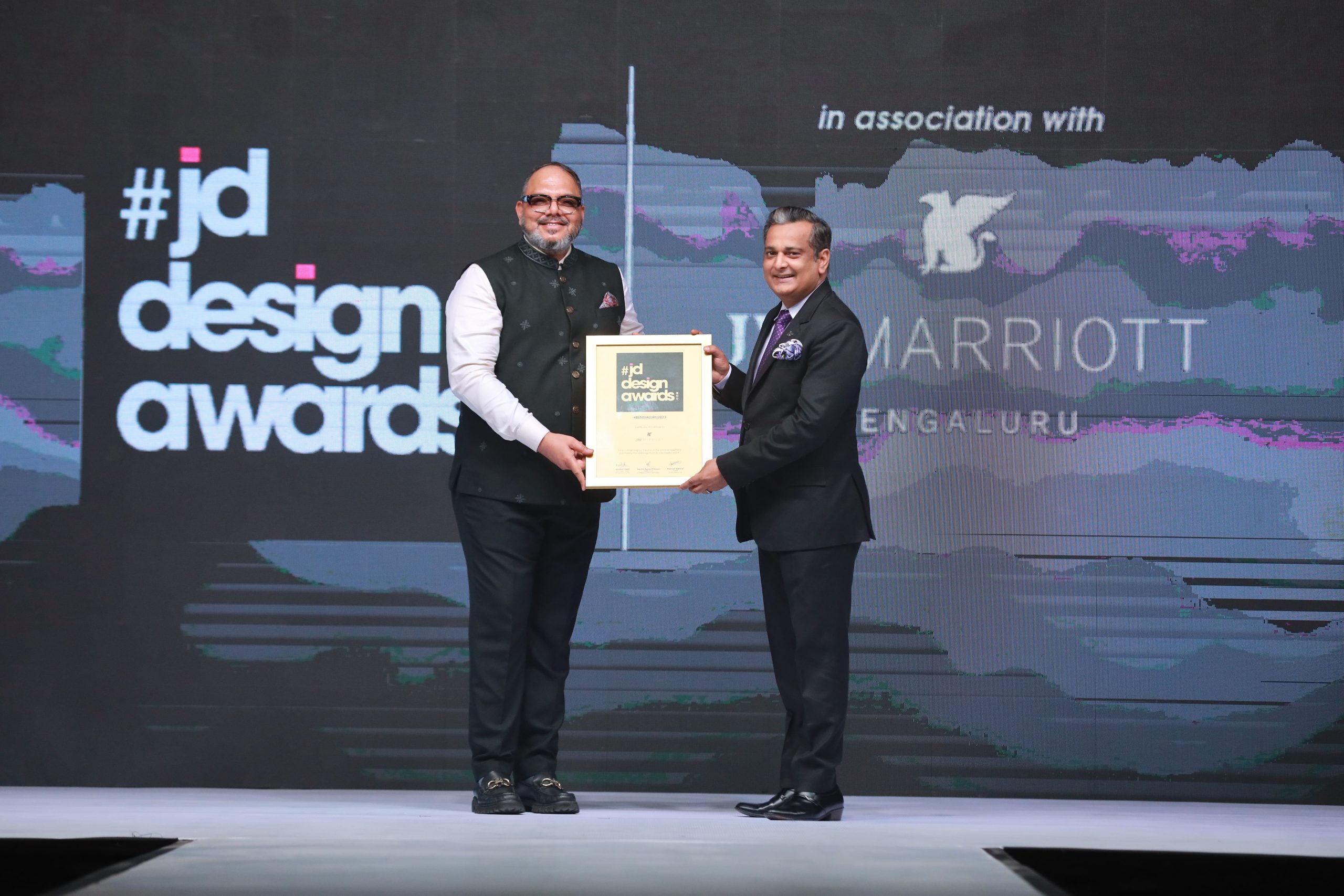 JD Design Awards x JW Marriott Hotel Bengaluru Concludes On A High Note - Mr. Nealesh Dalal with Mr. Gaurav Sinha, Hotel Manager - JW Marriott Hotel Bengaluru