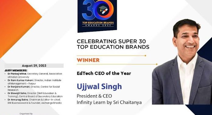 Ujjwal Singh Emerges as the Lone Winner at “Super Top 30 Education Brand Awards” by Business World Education