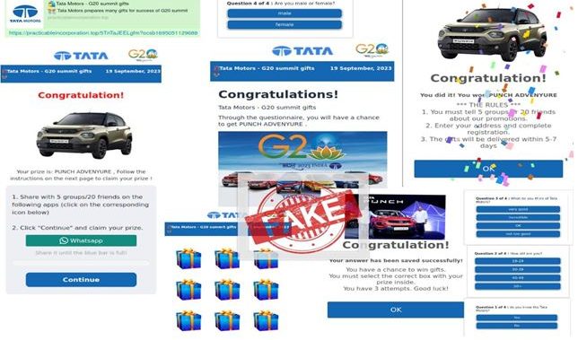 Beware: G20 Summit Spirit Used as Bait in Phoney Tata Motors Gift Scam by Cybercriminals, CyberPeace Issues an Advisory