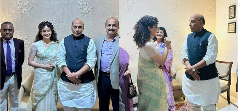 Kangana watches Tejas with Rajnath & IAF officers