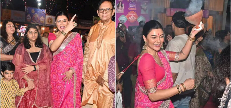 Sushmita visits Durga Puja pandal with Alisah