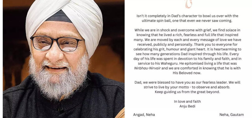 Angad pays tribute to dad Bishan Singh Bedi