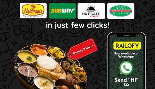 Order Top Brands Like Haldiram’s, Subway, Hotplate Express, and More on WhatsApp for Delicious Train Travel Meals