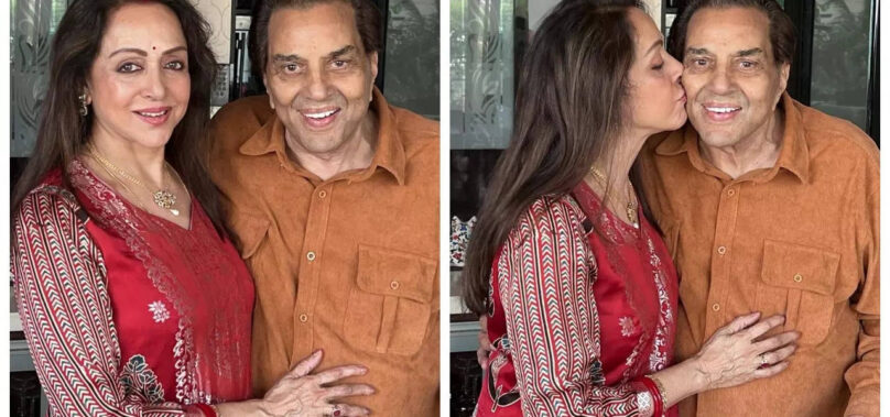 PIC: Hema Malini kisses Dharmendra