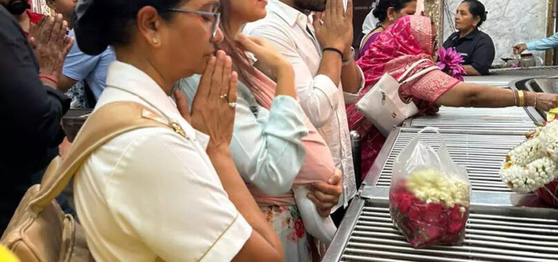 Ram Charan, Upasana and baby at Mahalaxmi Temple