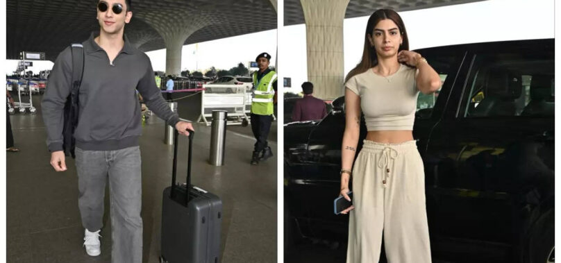 Khushi and Vedang snapped at the airport