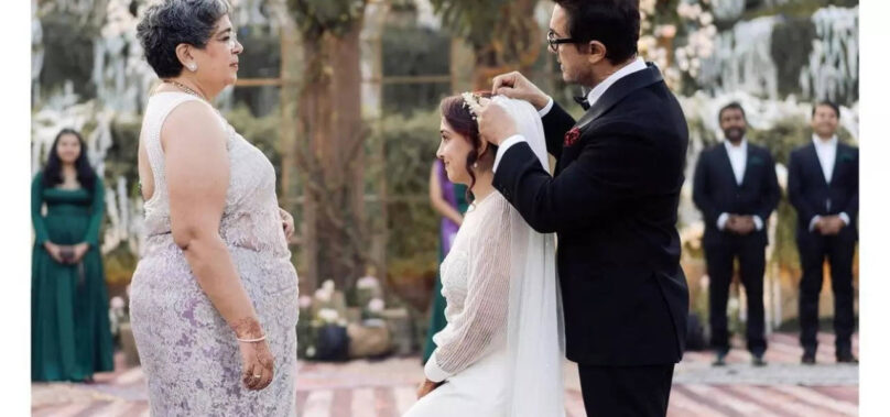 Aamir adjusts Ira’s veil at her wedding