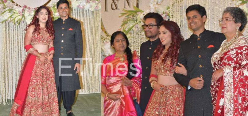 Ira, Nupur pose with family at their reception