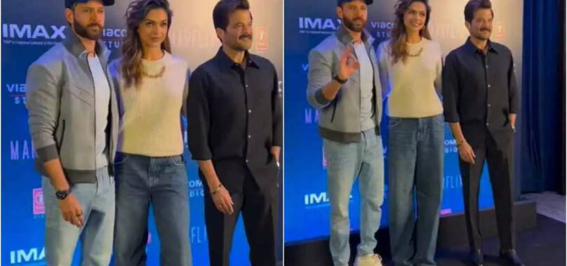 Deepika promotes Fighter with Hrithik and Anil