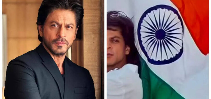 SRK shares pic of himself with tricolour flag