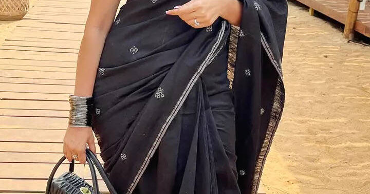 Mrunal Thakur stuns in a classic black saree