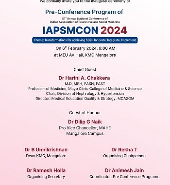 The 51st IAPSMCON-2024 Will be Organized by the Department of Community Medicine, Kasturba Medical College Mangalore