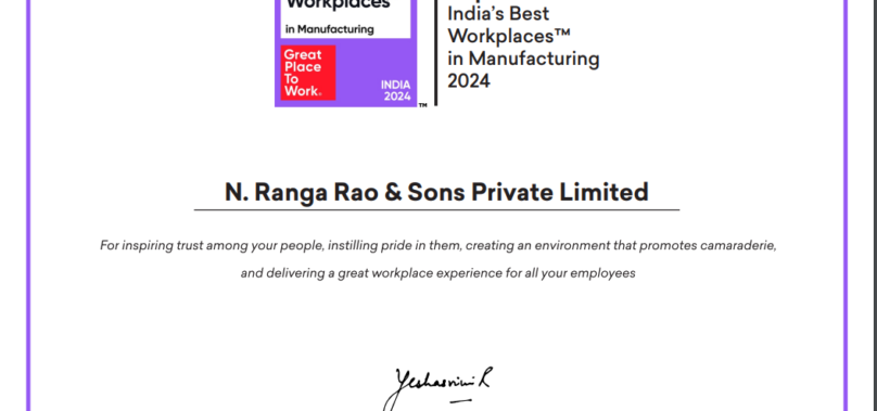 N. Ranga Rao & Sons, Makers of Cycle Pure Agarbathi Celebrated Among Top 50 India’s Best Workplaces in Manufacturing 2024