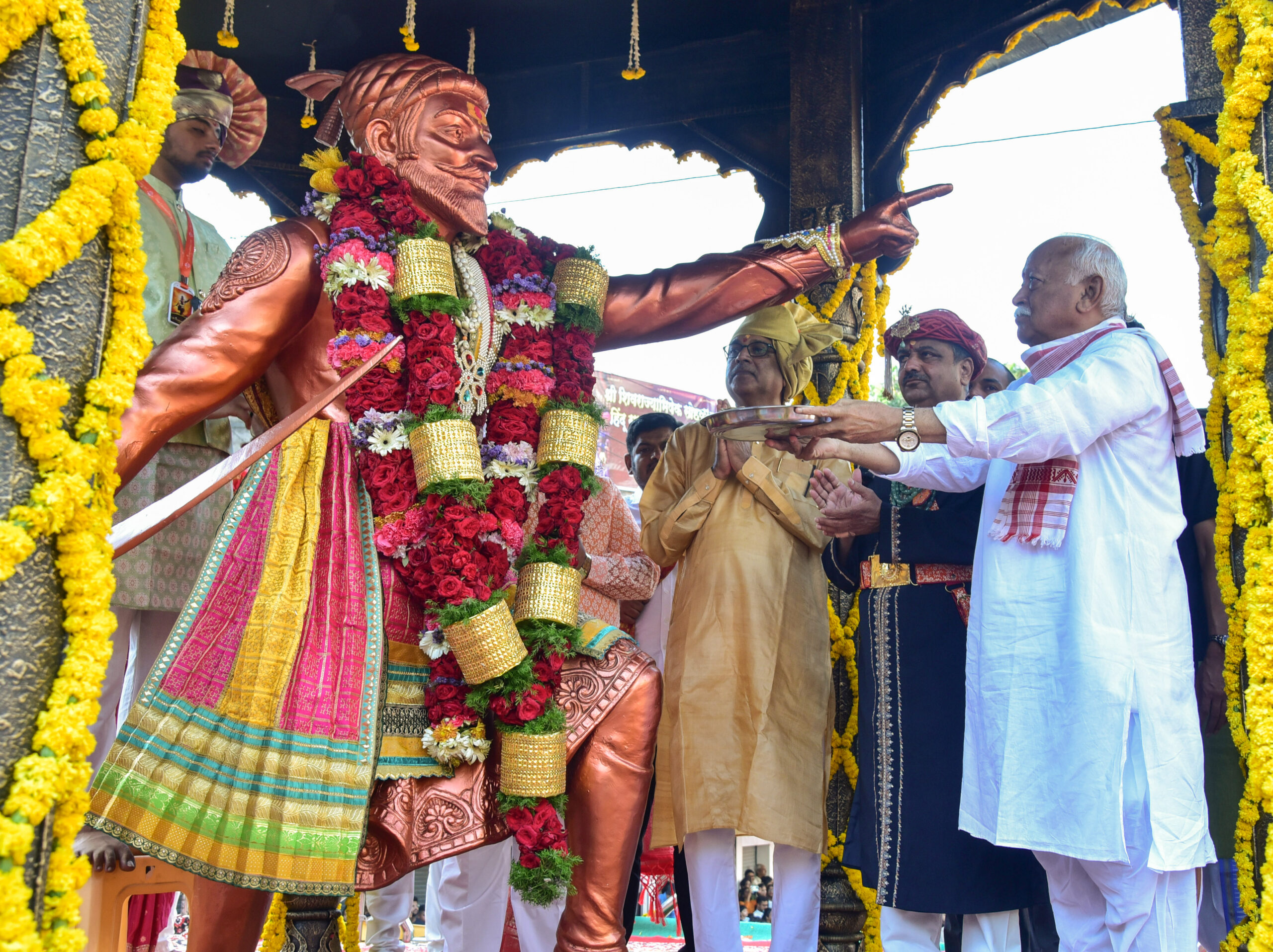 Mohan Bhagwat attends the 350th Coronation anniversary ceremony of Chhatrapati Shivaji Maharaj