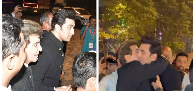 Jeetendra hugs and kisses Ranbir Kapoor on the cheek