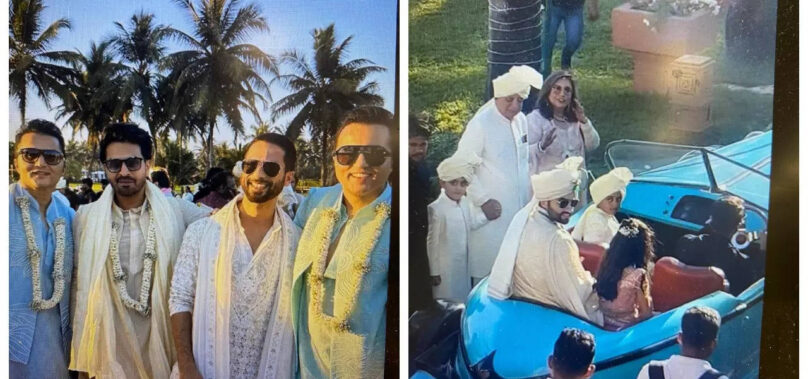 Jackky arrived in a blue vintage car for his Baraat