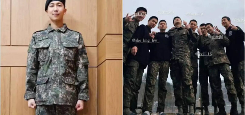 BTS’ RM cheerfully poses with his military buddies