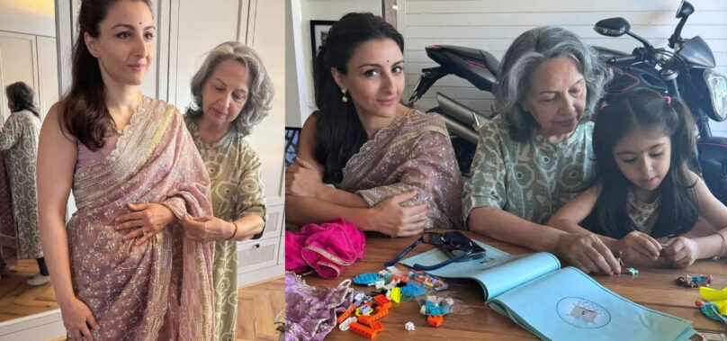 Sharmila Tagore drapes a saree for Soha Ali Khan