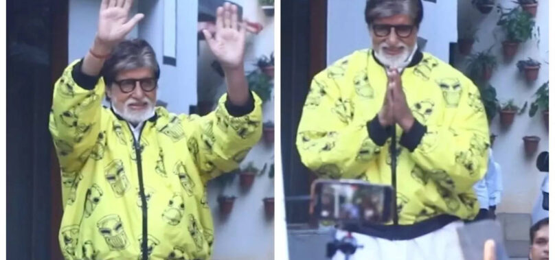 Big B steps out to greet his fans outside Jalsa