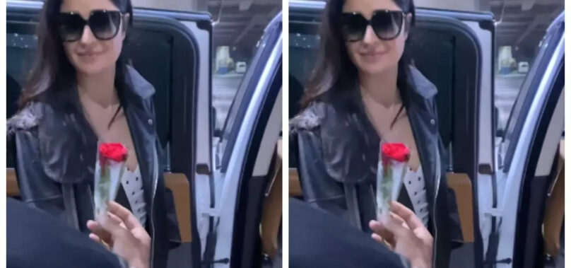 Katrina gets a surprise from a fan at the airport