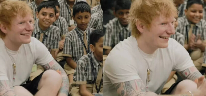 Ed Sheeran spends time with school kids in Mumbai