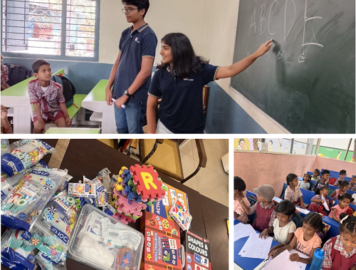 Manthan Students Conduct Classes for Government School Children and Donate Books to Help Set-up a Library