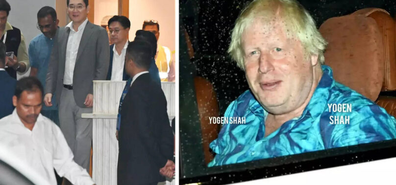 Han Jong and Borris Johnson arrive in Mumbai