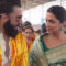 Ranveer checks on Deepika during temple visit