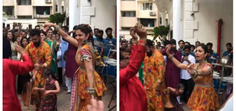 Shilpa-Raj dance on dhol beats at Ganpati visarjan