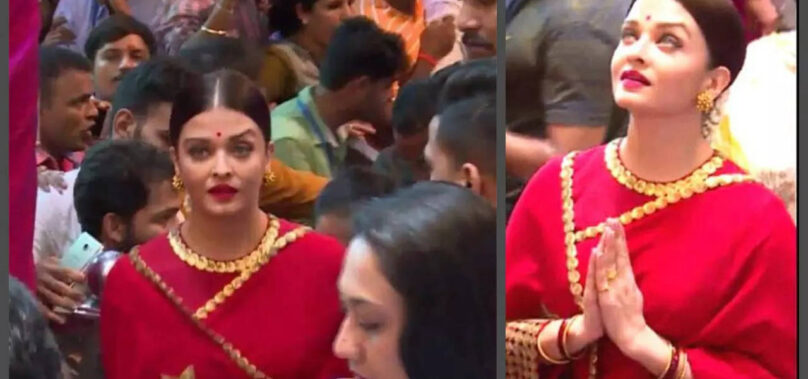 When Aishwarya stunned in red saree at Ganesh Chaturthi