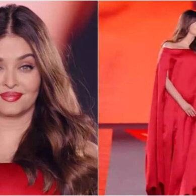 Aishwarya conquers the ramp in a stunning red dress