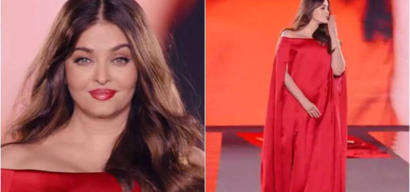 Aishwarya conquers the ramp in a stunning red dress