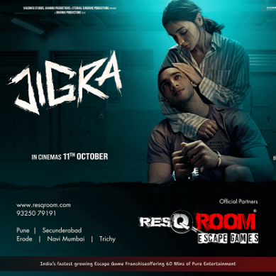 ResQRoom Partners with Jigra, starring Alia Bhatt & Vedang Raina, Presented by Viacom 18, Dharma Productions & Eternal Sunshine Productions