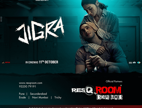 ResQRoom Partners with Jigra, starring Alia Bhatt & Vedang Raina, Presented by Viacom 18, Dharma Productions & Eternal Sunshine Productions