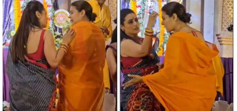 Kajol-Rani chit-chat at Sarbojanin Durga Puja pandal