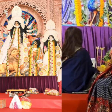 Rani immerses in devotion during Durga Puja celebration