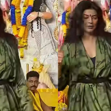 Sushmita celebrates Durga Puja with Rohman Shawl