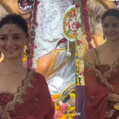 Alia Bhatt dazzles at Durga Puja