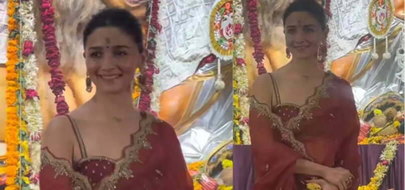 Alia Bhatt dazzles at Durga Puja