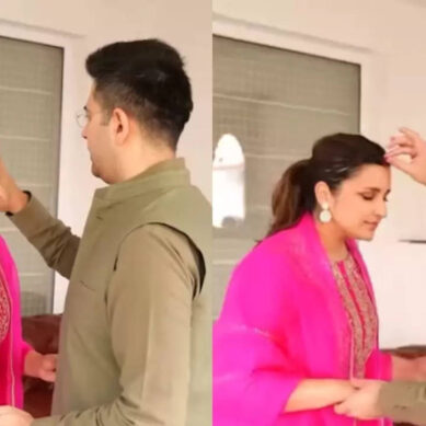 Raghav fixes Parineeti’s sindoor during Karwa Chauth