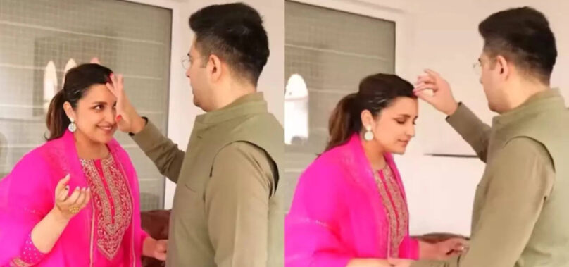 Raghav fixes Parineeti’s sindoor during Karwa Chauth