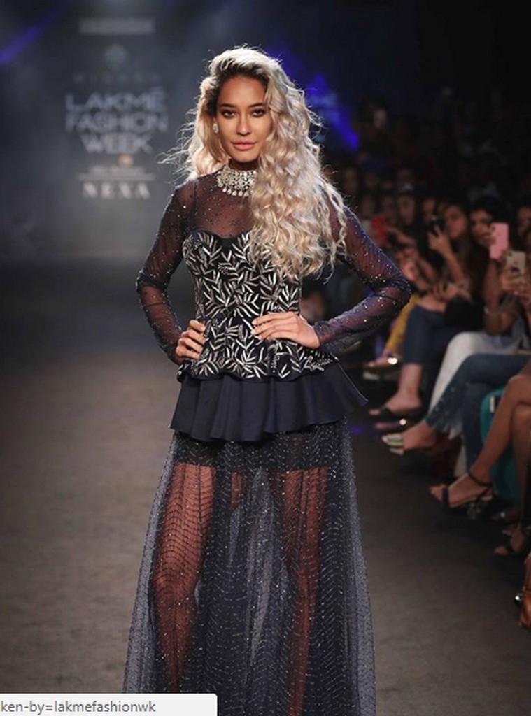 Lisa Haydon, the show stopper for this collection, wearing a piece of garment that will strike a spark.