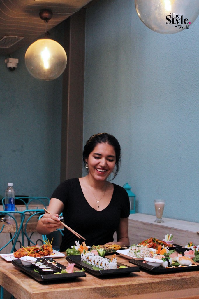 A garage turned into an Asian restaurant